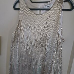 Chaus Sparkling Silver Mini Dress